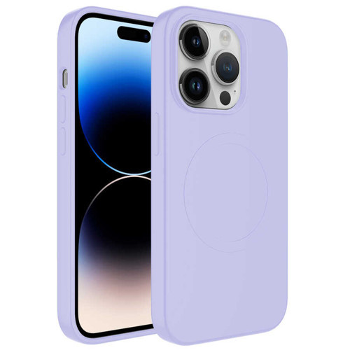 iPhone 13 Pro Uyumlu Magsafe Wireless Şarj Özellikli Pastel Renk Silikon KHYR Plas Kılıf-Lila