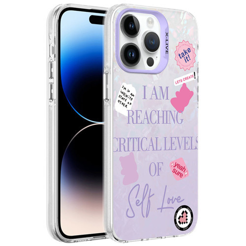 iPhone 14 Pro Max Uyumlu Mermer Desenli KHYR Marbello Kılıf-Mor