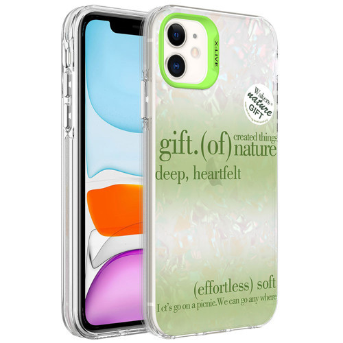 iPhone 11 Uyumlu Mermer Desenli KHYR Marbello Kılıf-Yeşil
