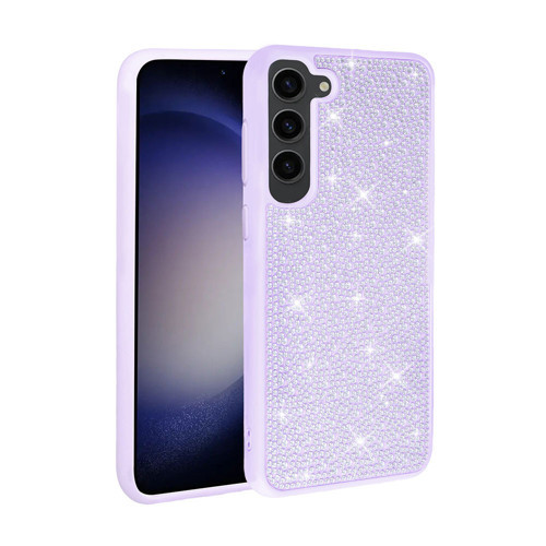 Galaxy S23 Plus Uyumlu Parlak Taşlı Tasarım KHYR Ston Kılıf-Lila