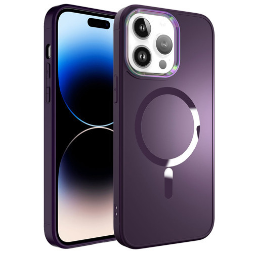 iPhone 14 Pro Max Uyumlu Magsafe Wireless Şarj Özellikli KHYR Stil Kılıf-Derin Mor