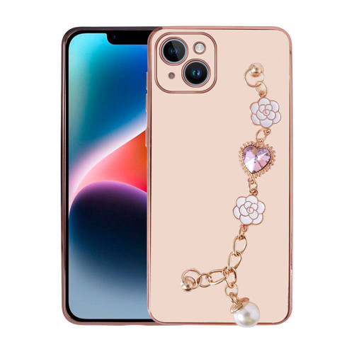 iPhone 15 KHYR El Tutamaçlı Kamera Korumalı KHYR Taka Silikon Kılıf-Pembe