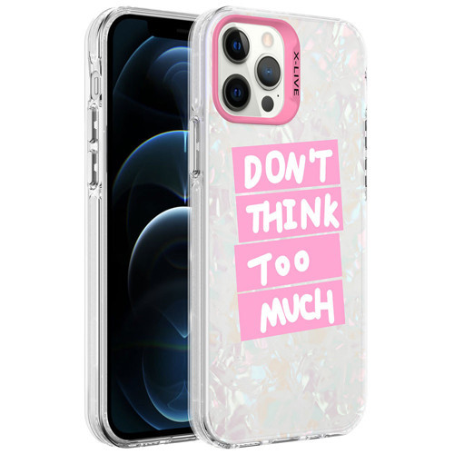 iPhone 12 Pro Uyumlu Mermer Desenli KHYR Marbello Kılıf-Pembe