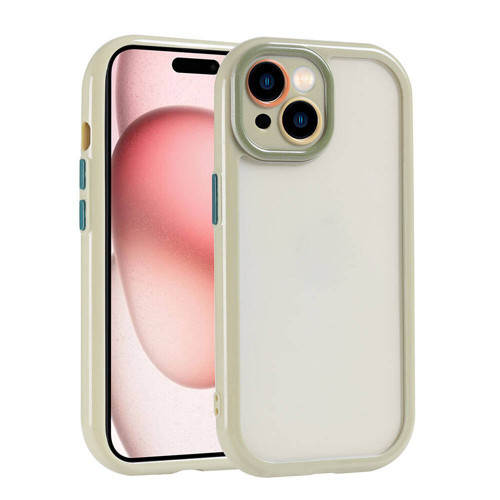 iPhone 15 Kılıf Kamera Korumalı Renkli Kenar ve Çerçeve Tasarımlı KHYR Vitamin Kapak-Yeşil
