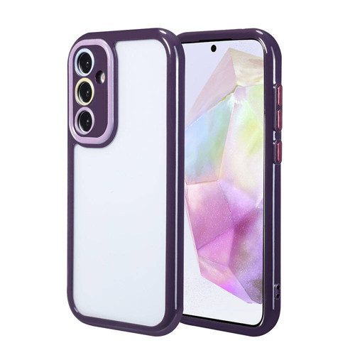 Galaxy A35 Kılıf Kamera Korumalı Renkli Kenar ve Çerçeve Tasarımlı KHYR Vitamin Kapak-Derin Mor