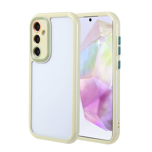 Galaxy A35 Kılıf Kamera Korumalı Renkli Kenar ve Çerçeve Tasarımlı KHYR Vitamin Kapak-Yeşil