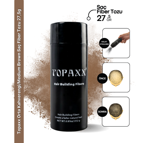 Orta Kahverengi/Medium Brown Saç Dolgunlaştırıcı ve Seyrek Kapatıcı Saç Fiber Tozu 27,5g