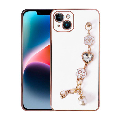 iPhone 15 KHYR El Tutamaçlı Kamera Korumalı KHYR Taka Silikon Kılıf-Beyaz