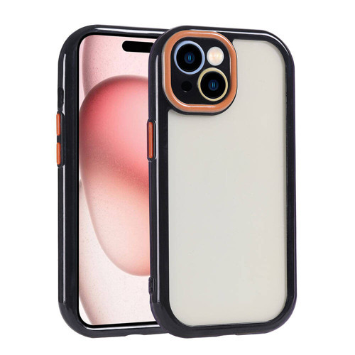 iPhone 15 Kılıf Kamera Korumalı Renkli Kenar ve Çerçeve Tasarımlı KHYR Vitamin Kapak-Siyah