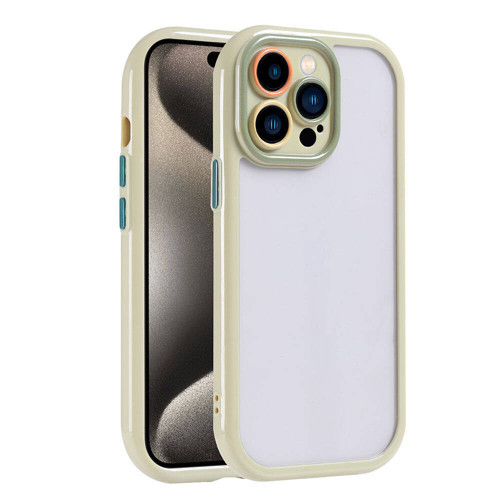 iPhone 15 Pro Kılıf Kamera Korumalı Renkli Kenar ve Çerçeve Tasarımlı KHYR Vitamin Kapak-Yeşil