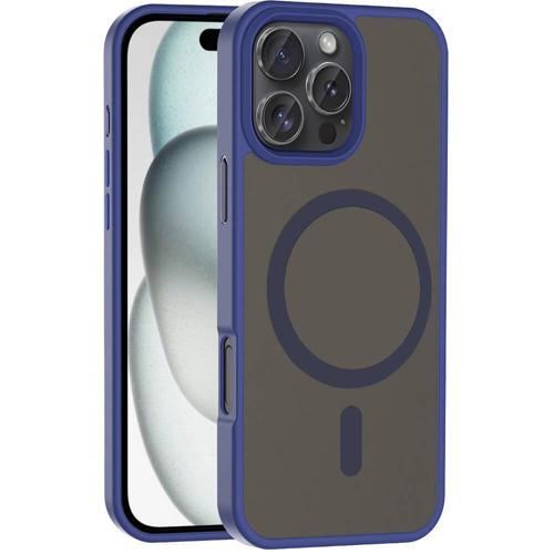 iPhone 16 Pro Kılıf Magsafe Şarj Özellikli Mat Arka Yüzey KHYR Sio Kapak-Lacivert