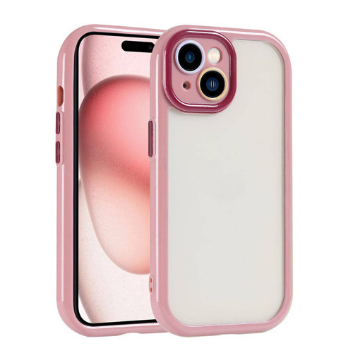iPhone 15 Kılıf Kamera Korumalı Renkli Kenar ve Çerçeve Tasarımlı KHYR Vitamin Kapak-Mürdüm