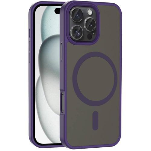 iPhone 16 Pro Kılıf Magsafe Şarj Özellikli Mat Arka Yüzey KHYR Sio Kapak-Derin Mor