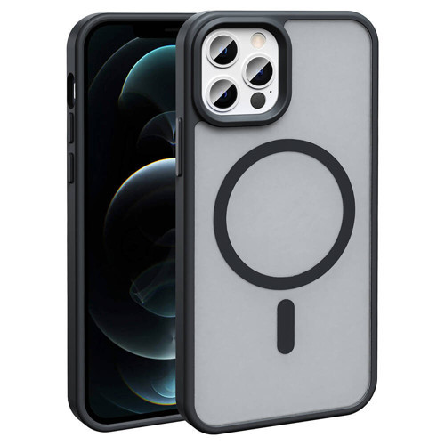 iPhone 11 Pro Max Kılıf Magsafe Şarj Özellikli Mat Arka Yüzey KHYR Sio Kapak-Siyah