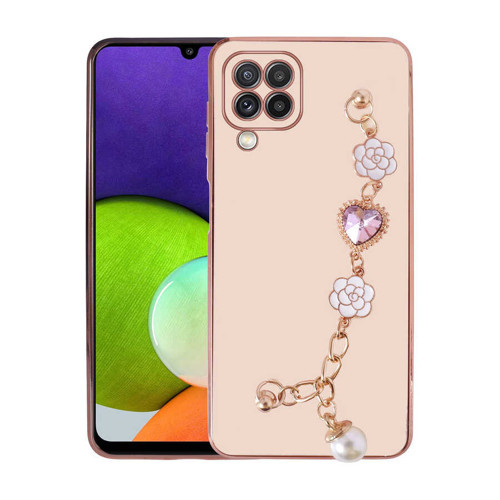 Galaxy A12 Kılıf El Tutamaçlı Kamera Korumalı KHYR Taka Silikon Kapak - Pembe