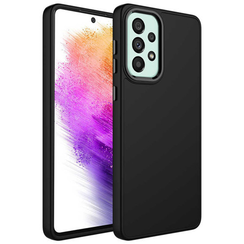 Galaxy A53 5G Kılıf Metal Çerçeve ve Buton Tasarımlı Silikon KHYR Luna Kapak - Siyah