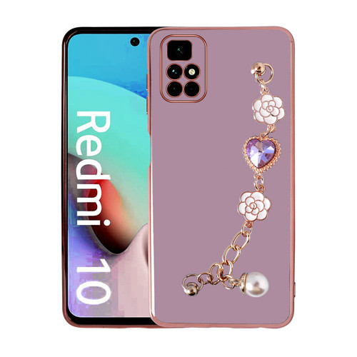 Redmi 10 Kılıf El Tutamaçlı Kamera Korumalı KHYR Taka Silikon Kapak - Mor
