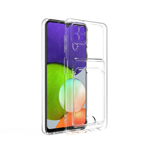 Galaxy M32 Kılıf Kartlıklı Şeffaf KHYR Setra Clear Silikon Kapak - Renksiz