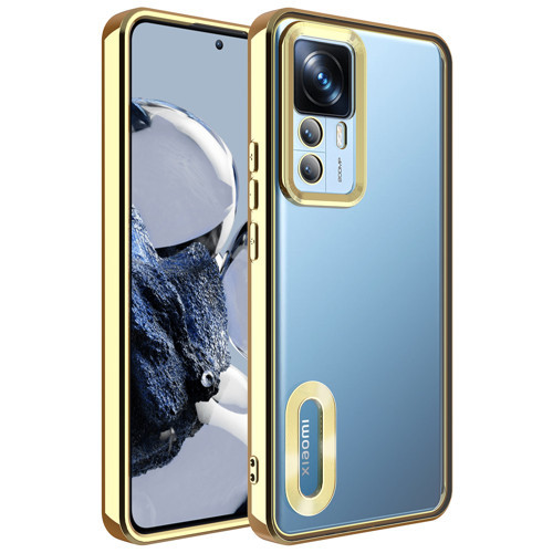 Mi 12T Kılıf Kamera Korumalı Logo Gösteren KHYR Omega Kapak - Gold