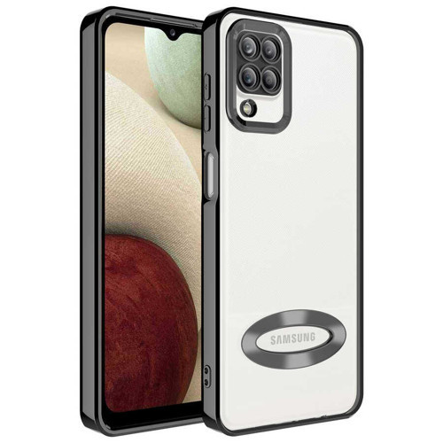 Galaxy A12 Kılıf Kamera Korumalı Logo Gösteren KHYR Omega Kapak - Siyah