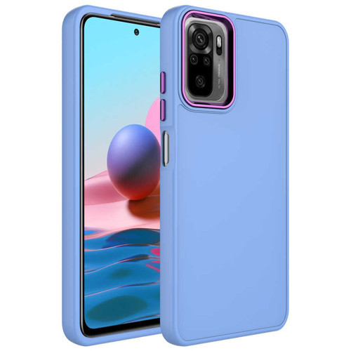 Redmi Note 10 Kılıf Metal Çerçeve ve Buton Tasarımlı Silikon KHYR Luna Kapak - Lila
