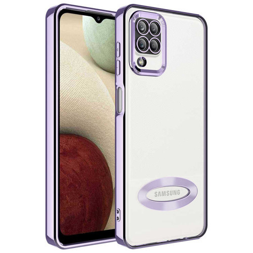 Galaxy M12 Kılıf Kamera Korumalı Logo Gösteren KHYR Omega Kapak - Lila