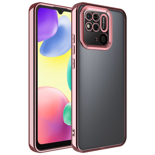 Redmi 10C Kılıf Kamera Korumalı Logo Gösteren KHYR Omega Kapak - Rose Gold