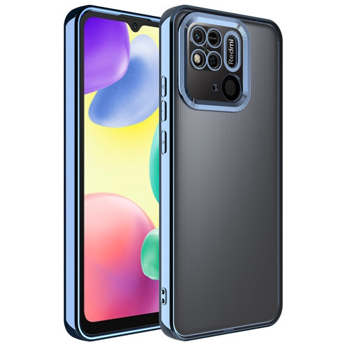 Redmi 10C Kılıf Kamera Korumalı Logo Gösteren KHYR Omega Kapak - Sierra Mavi