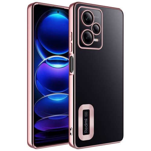 Redmi Note 12 Pro 5G Kılıf Kamera Korumalı Logo Gösteren KHYR Omega Kapak - Rose Gold