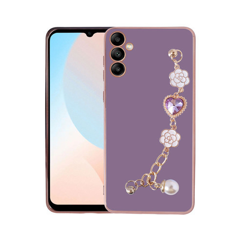 Galaxy A34 Kılıf El Tutamaçlı Kamera Korumalı KHYR Taka Silikon Kapak - Mor