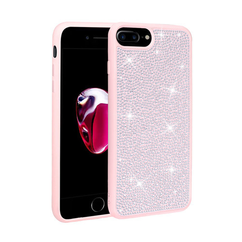 iPhone 7 Plus Kılıf Parlak Taşlı Tasarım KHYR Ston Kapak - Pembe