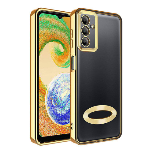 Galaxy A05S Kılıf Kamera Korumalı Logo Gösteren KHYR Omega Kapak - Gold