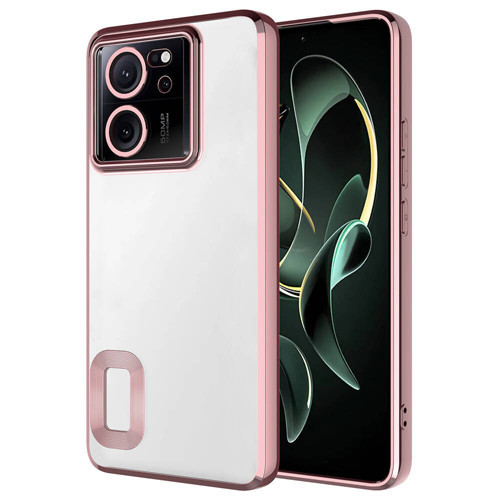 Mi 13T Kılıf Kamera Korumalı Logo Gösteren KHYR Omega Kapak - Rose Gold