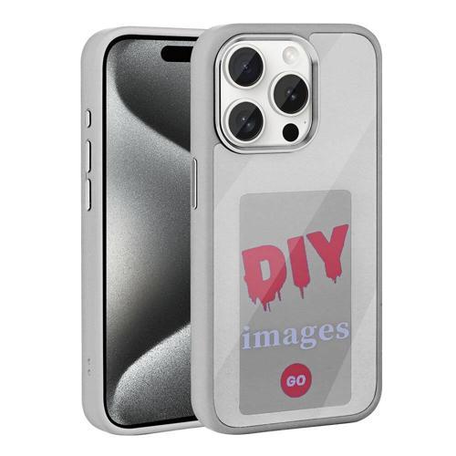 iPhone 15 Pro Max Kılıf Ekranı Yansıtan KHYR Akıllı NFC Kapak - Gri