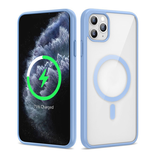 iPhone 11 Pro Max Kılıf Magsafe Wireless Şarj Özellikli Silikon KHYR Ege Kapak - Açık Mavi