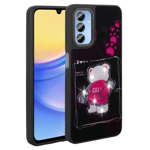 Galaxy A15 Kılıf Parlayan Kabartmalı İkonik Figürlü KHYR Amas Silikon Kapak - Siyah
