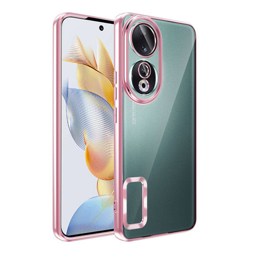 Honor 90 Kılıf Kamera Korumalı Logo Gösteren KHYR Omega Kapak - Rose Gold