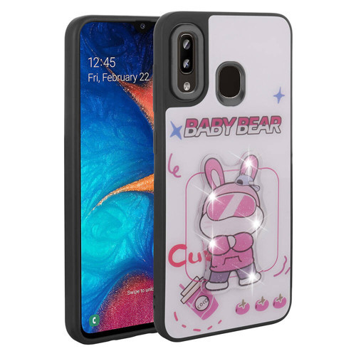 Galaxy A30 Kılıf Parlayan Kabartmalı İkonik Figürlü KHYR Amas Silikon Kapak - Beyaz