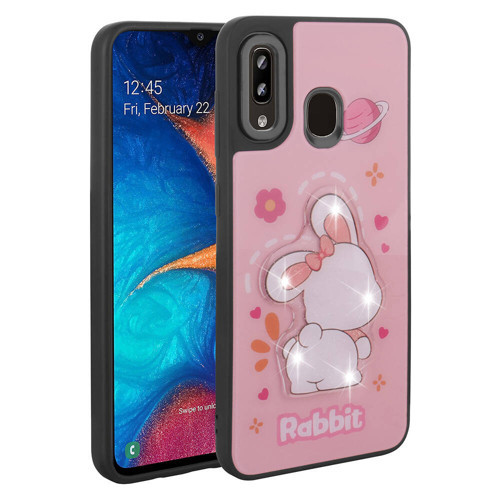 Galaxy A30 Kılıf Parlayan Kabartmalı İkonik Figürlü KHYR Amas Silikon Kapak - Pembe