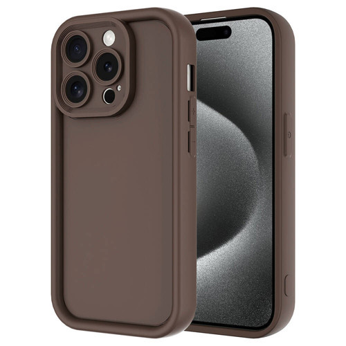 iPhone 15 Pro Kılıf Kamera Korumalı KHYR Ananas Kapak - Kahverengi