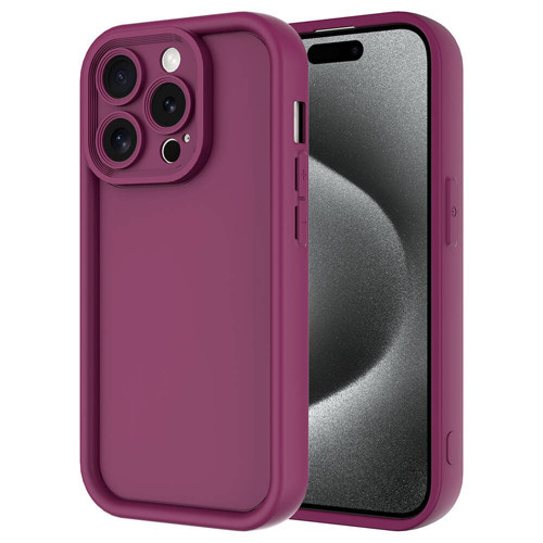 iPhone 15 Pro Kılıf Kamera Korumalı KHYR Ananas Kapak - Mürdüm