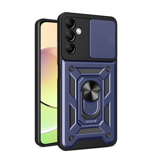 Galaxy A14 Kılıf Magnetik Standlı Kamera Korumalı KHYR Sürgülü Vega Kapak - Mavi