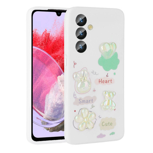 Galaxy M34 5G Kılıf Kabartma Figürlü Parlak KHYR Toys Silikon Kapak - Beyaz