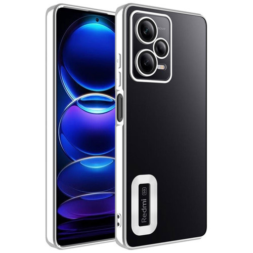 Redmi Note 12 Pro 5G Kılıf Kamera Korumalı Logo Gösteren KHYR Omega Kapak - Gümüş