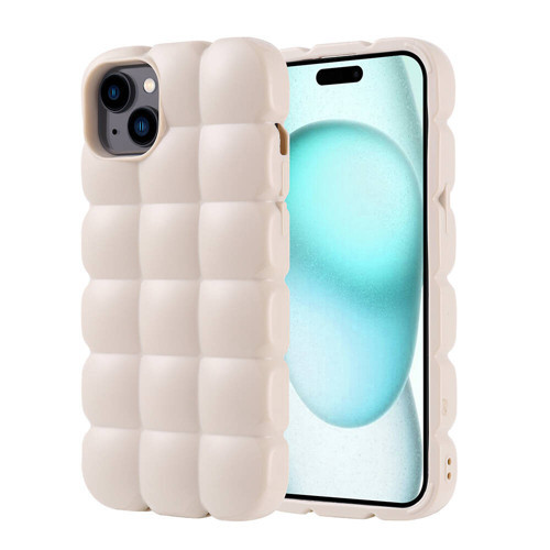 iPhone 15 Plus Kılıf Parlak Esnek Silikon KHYR Dom Dom Kapak - Beyaz