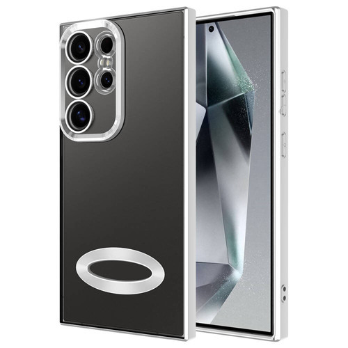 Galaxy S24 Ultra Kılıf Kamera Korumalı Logo Gösteren KHYR Omega Kapak - Gümüş
