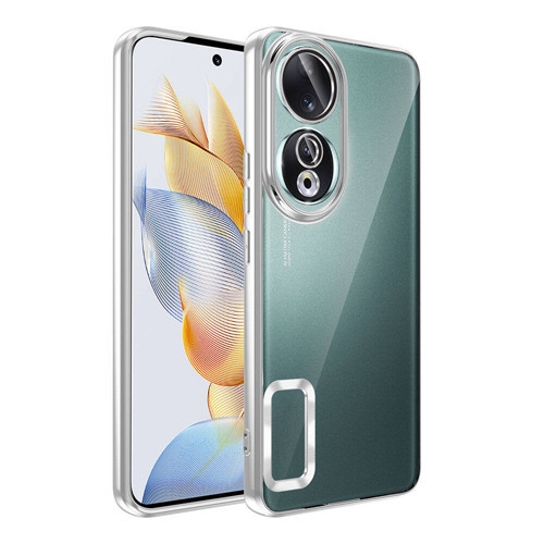 Honor 90 Kılıf Kamera Korumalı Logo Gösteren KHYR Omega Kapak - Gümüş