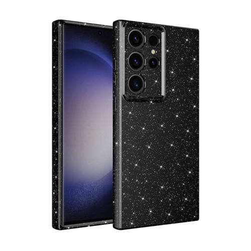 Galaxy S24 Ultra Kılıf Kamera Korumalı Simli Lüks KHYR Koton Kapak - Siyah