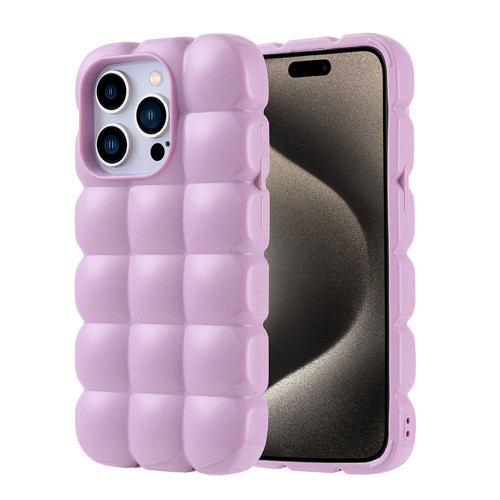 iPhone 15 Pro Kılıf Parlak Esnek Silikon KHYR Dom Dom Kapak - Lila
