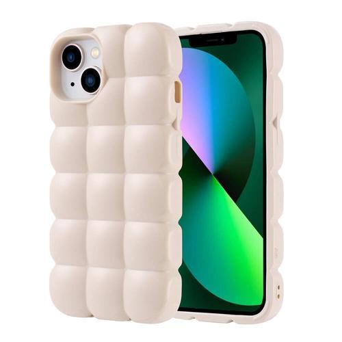 iPhone 14 Kılıf Parlak Esnek Silikon KHYR Dom Dom Kapak - Beyaz